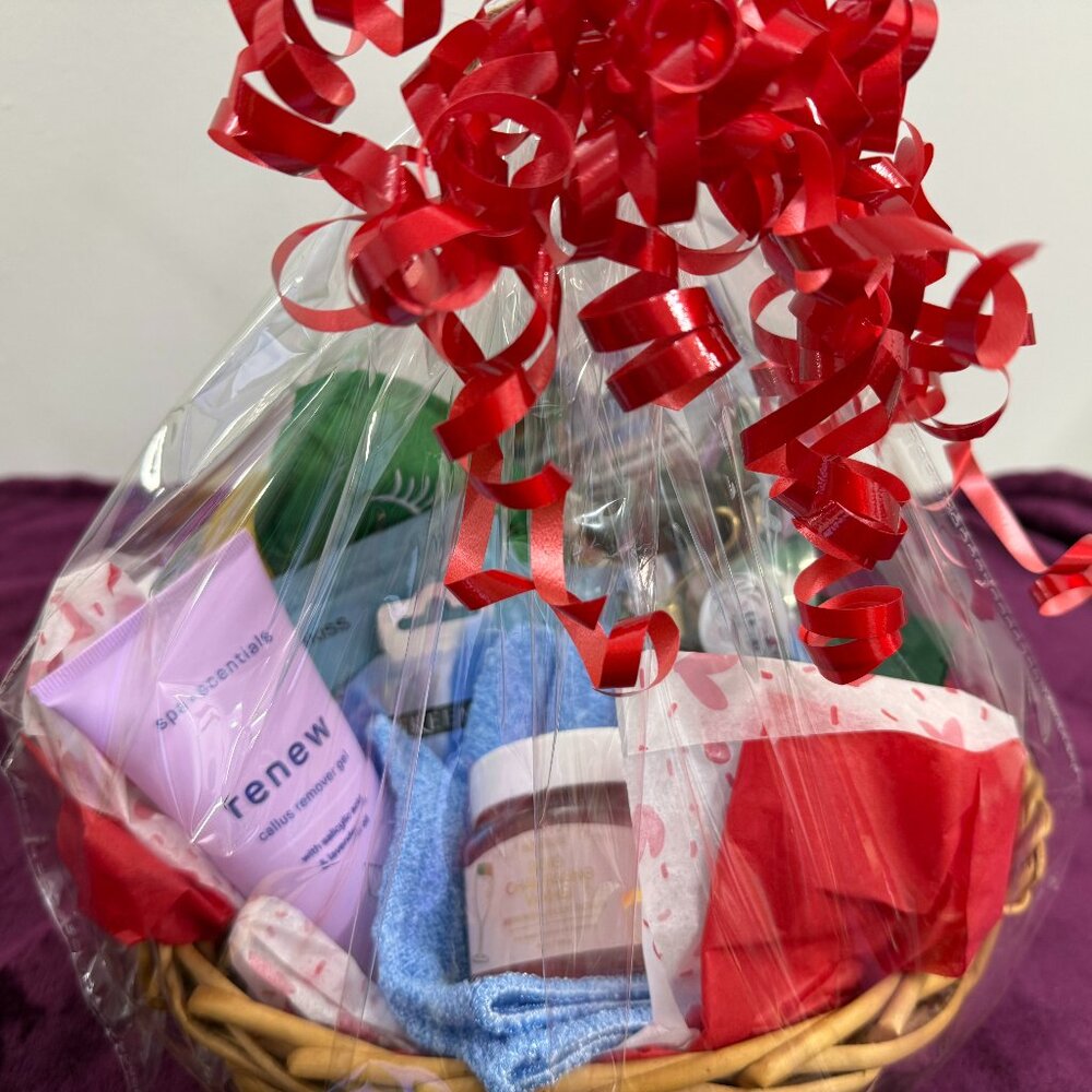 Valentine's Day -Spa & Body Care Gift Basket - Scrub, Jade Roller, Masks & Tools